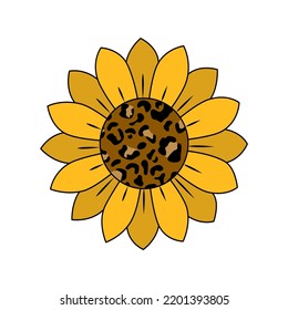 Sunflower leopard print. Cute sunflower design with leopard print. Stylish sunflower.