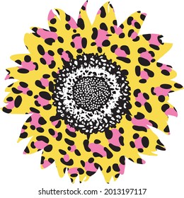 Sunflower Leopard Print Design Vector