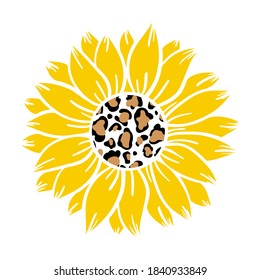 Sunflower leopard print vector illustration for chirt floral decor