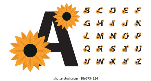 Sunflower Letters A-Z - 26 Split Monograms 