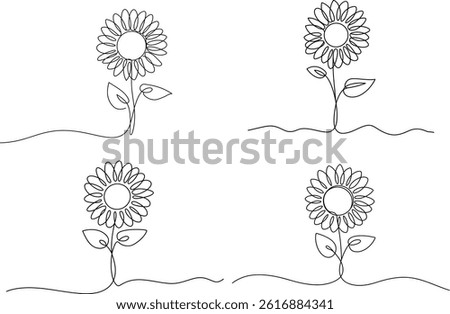 Sunflower  Line art Drawing, Simple Minimalist Botanical Art, Sunflower  Line art minimalist sunflower illustrations drawn with a single continuous line. Perfect for logo, branding, or decoration.