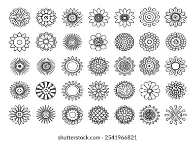 Sunflower Line Art Icon Minimal Style