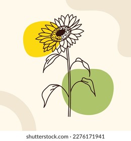 Sunflower line art vector illustration  Minimalist contour drawing  One line artwork for wall art decoration