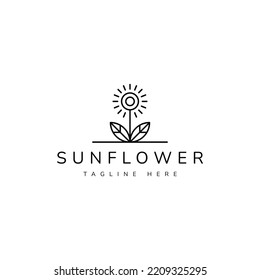 sunflower line art vector logo design