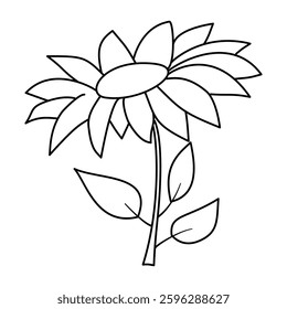 sunflower line art vector on white background