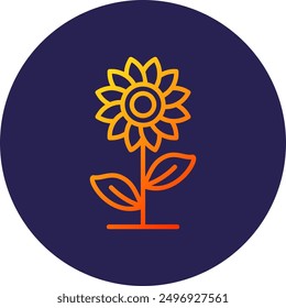 Sunflower Line Gradient Icon Design