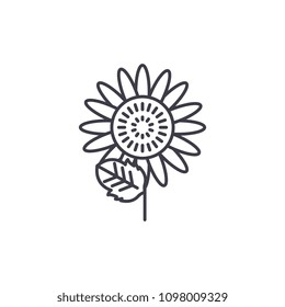 Sunflower line icon concept. Sunflower flat vector sign, symbol, illustration.