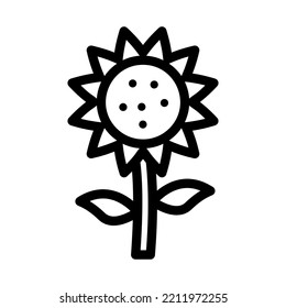 Sunflower Line Icon Illustration Vector Graphic