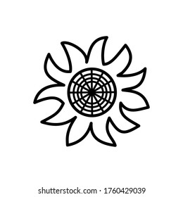 Sunflower line icon isolated on white background. Vector floral illustration. Botanical summer concept. For cutting, clipart, printing, monogram, shirt design.
