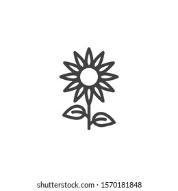 Sunflower line icon. linear style sign for mobile concept and web design. Flower plant outline vector icon. Symbol, logo illustration. Vector graphics