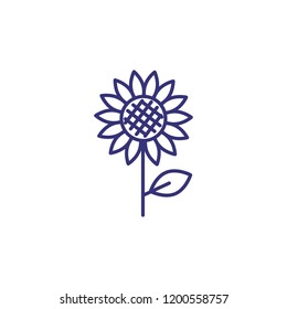 Sunflower line icon. Nature, botany, beauty, Flower concept. Vector illustration can be used for topics like nature, beauty, biology. 