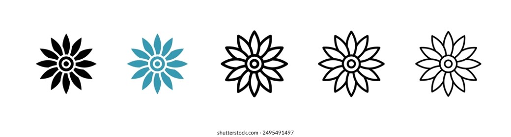 Sunflower line icon vector set.