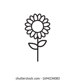 Sunflower Line Icon Vector Simple Design