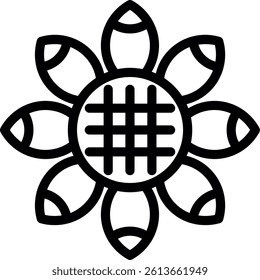 Sunflower Line Vector Icon Design