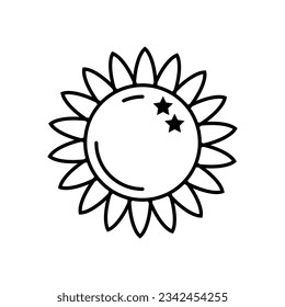 Vector de símbolos de icono lineal de girasol. Icono de girasol de contorno negro
