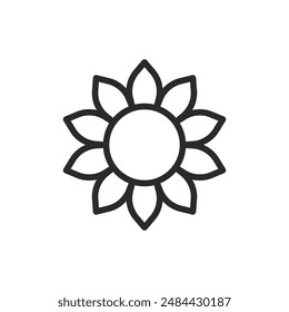 Sunflower, linear style icon. summer and positivity. Editable stroke width