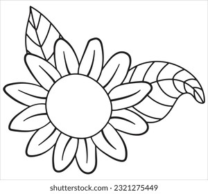 Sunflower. Linear style. White background, isolate.