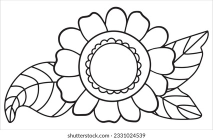 Sonnenblume. Linearer Stil. Weißer Hintergrund, einzeln.