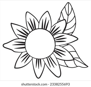Sonnenblume. Linearer Stil. Weißer Hintergrund, einzeln.	
