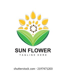 Sunflower Logo Design, Ornamental Plant Garden Plant Icon Vector, Company Product Brand