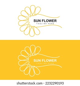 Sunflower Logo Design, Ornamental Plant Garden Plant Icon Vector, Company Product Brand