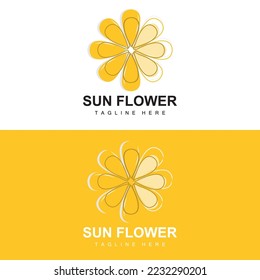 Sunflower Logo Design, Ornamental Plant Garden Plant Icon Vector, Company Product Brand