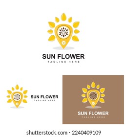 Sunflower Logo Design, Ornamental Plant Garden Plant Icon Vector, Company Product Brand