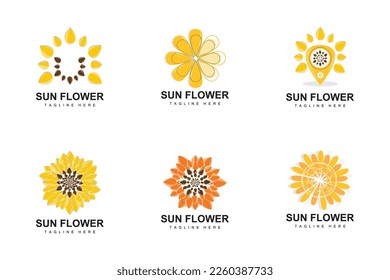 Sunflower Logo Design, Ornamental Plant Garden Plant Icon Vector, Company Product Brand