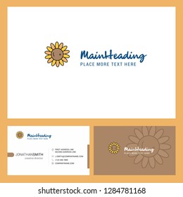 Sunflower Logo design with Tagline & Front and Back Busienss Card Template. Vector Creative Design