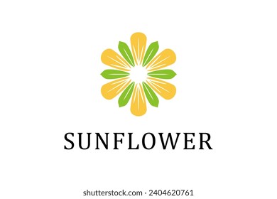 Sunflower logo design vector element beauty nature park icon symbol.