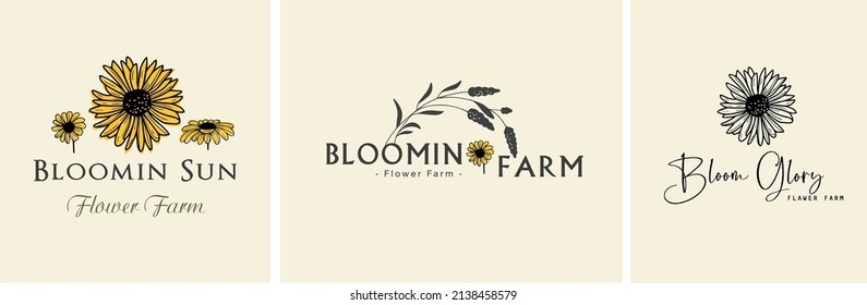 Sunflower logo. Flower farm. Sunflower oil.