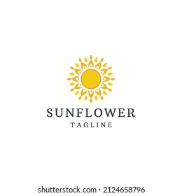 Sunflower logo icon design template flat vector