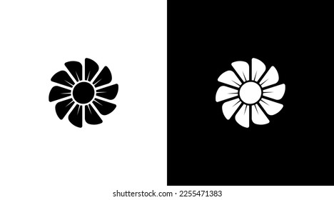 sunflower logo monogram black and white icon illustration style Designs templates