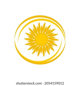 sunflower logo, with ornaments forming the eye