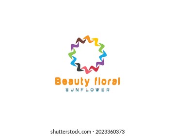 Sonnenblumen-Logo, Sonnenstrahlen Business-Logo-Design, Vektorgrafik-Vorlage.

