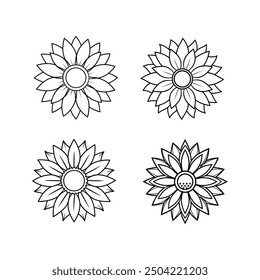 Sunflower Logo and Symbol Set Vector Illustration.