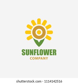 Sunflower Logo Template Minimalist Colorful for Green, Natural, Ecology, Brand Identity, Condept
