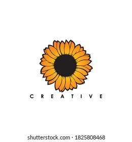 Sunflower logo Template Nature icon design vector illustration. leaf loop logotype luxury
