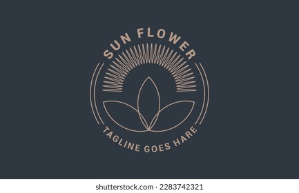 Sonnenblume-Logo mit einzigartigem und Vintage-Design