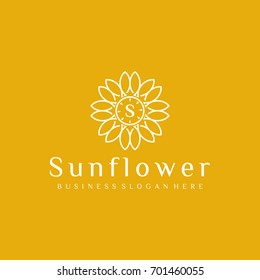 Sunflower Logo.Logo Monogram,Logo S Letter,Geometric Logo,Abstract monogram elegant logo design template.