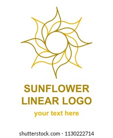 Sunflower logotype template. Linearfloral logo concept for a flower shop. Vector design element isolated on white background.