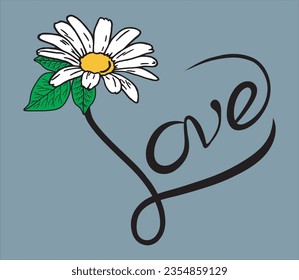  Sunflower with "love" on its stem