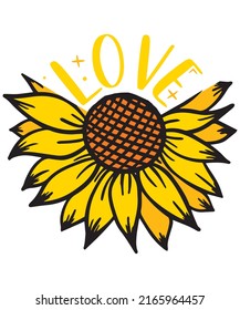 
Sunflower Love Vector and Typography T-shirt Design