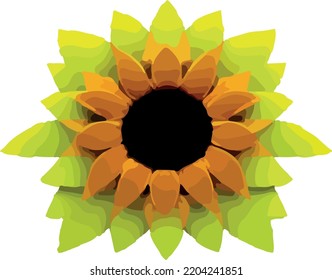 Sunflower Low poly concept on white background 