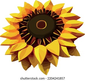 Sunflower Low poly concept on white background 