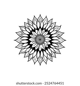 Sunflower Mandala Design for Relaxing Coloring Pages Detailed Floral Mandala for Adults