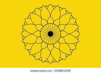 Sunflower Mandala Pattern for Coloring Book Nature Inspired, Relaxing Art Therapy Design