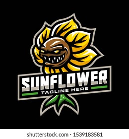sunflower mascot logo for team, sport, esport, gaming, etc.
