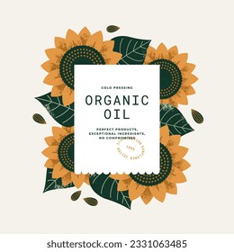 Plantilla de diseño minimalista de girasol. Composición de girasoles. Ilustración vectorial.