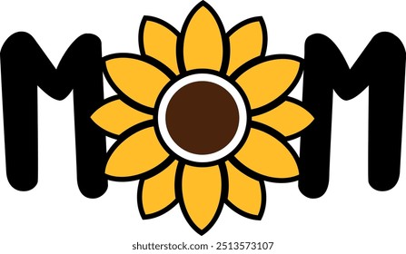 Sonnenblumen Mutter Vektorgrafik. Sonnenblumenzeichnung